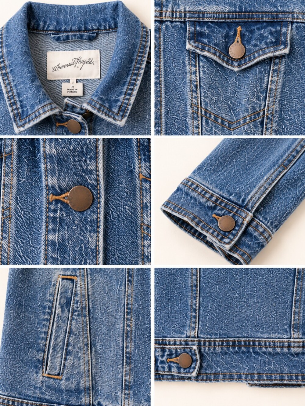 Universal Thread Blue Denim Trucker Jacket Stretch Cotton | Size Small - Picture 4 of 9